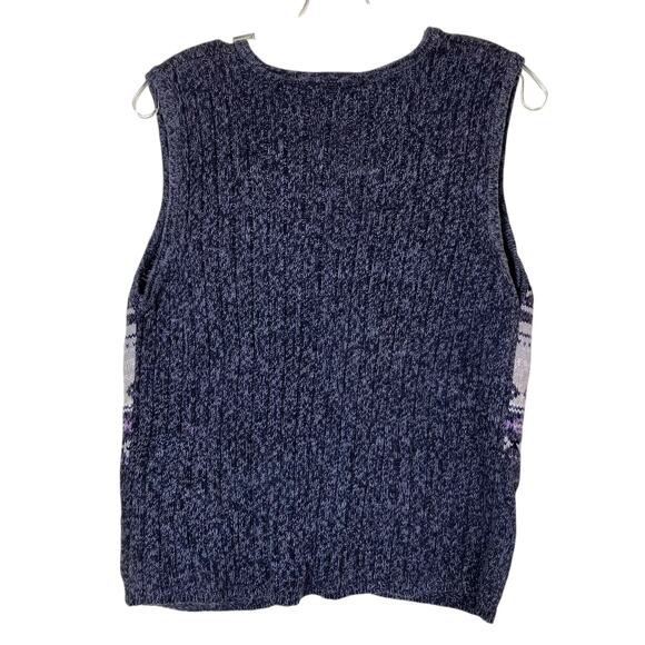 Erika & Co Sz S/M Vtg 90s Fair Isle Knit Sweater Vest Marled Grey Boxy - Picture 3 of 16